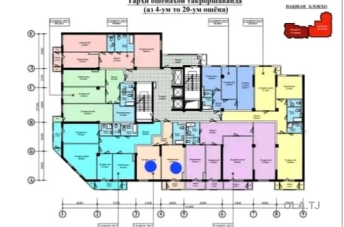 2 комнатная квартира, 14 этаж, 69 м²