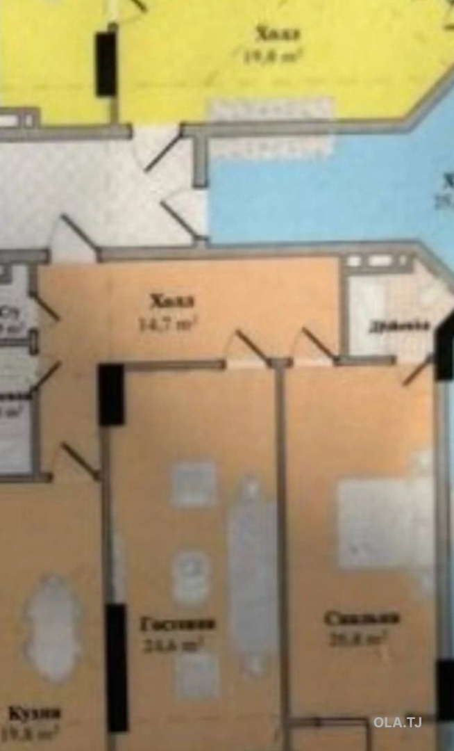 3 комнатная квартира, 8 этаж, 94 м²