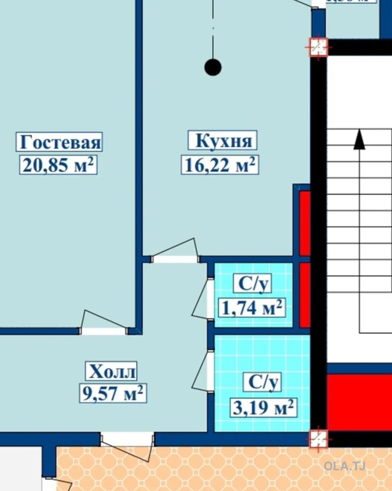 1 комнатная квартира, 16 этаж, 53 м²