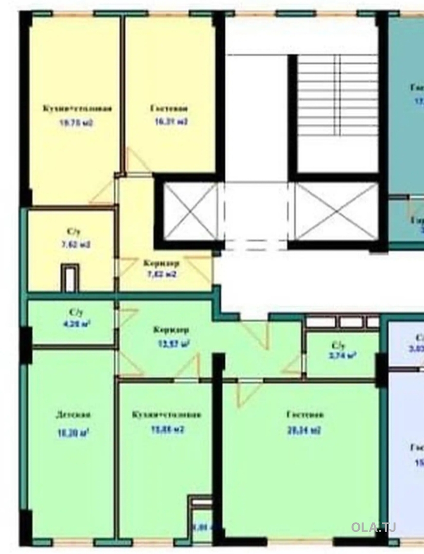 2 комнатная квартира, 6 этаж, 85 м²