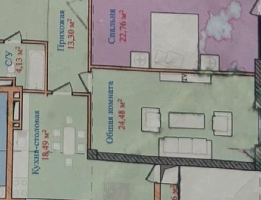 1 комнатная квартира, 15 этаж, 62 м²