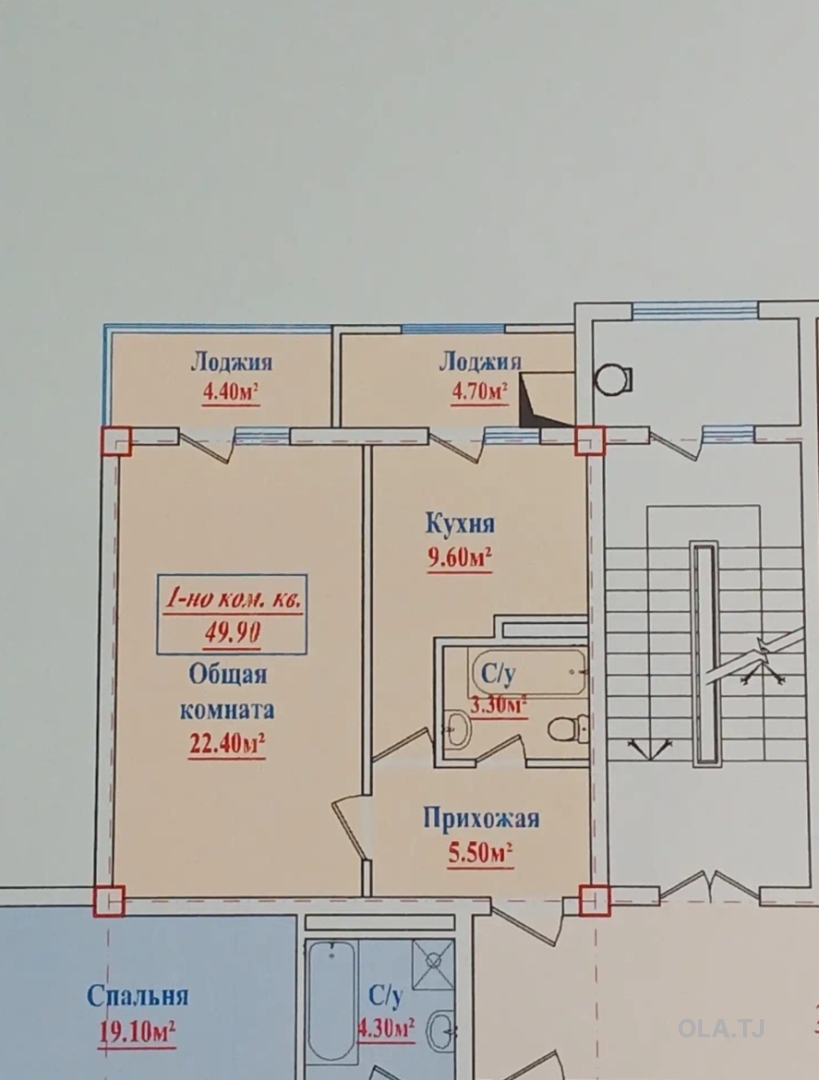 1 комнатная квартира, 10 этаж, 64 м²