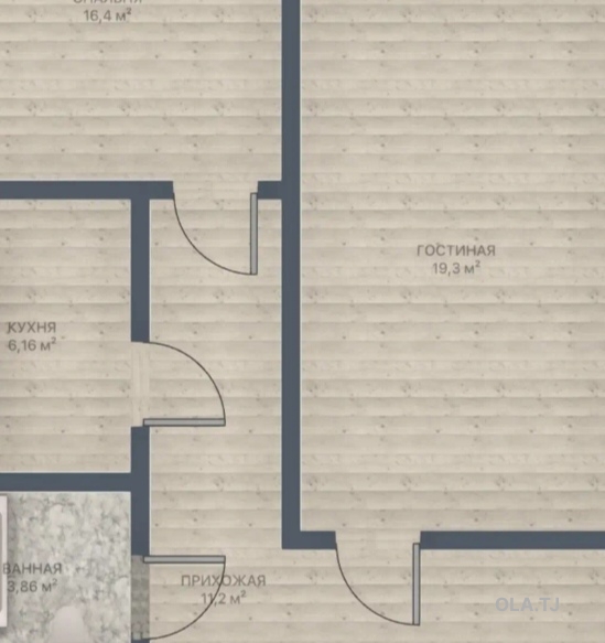 2 комнатная квартира, 9 этаж, 56 м²