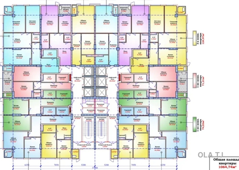 1 комнатная квартира, 10 этаж, 76 м²