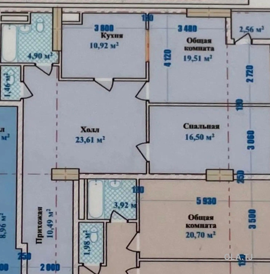 2 комнатная квартира, 9 этаж, 96 м²