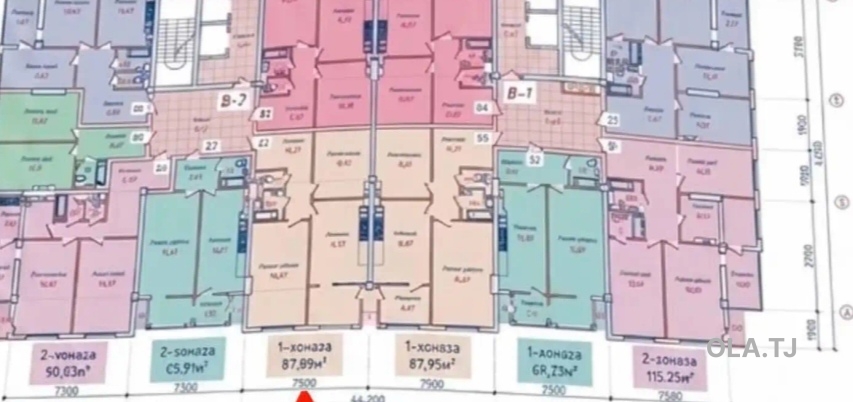 2 комнатная квартира, 16 этаж, 88 м²