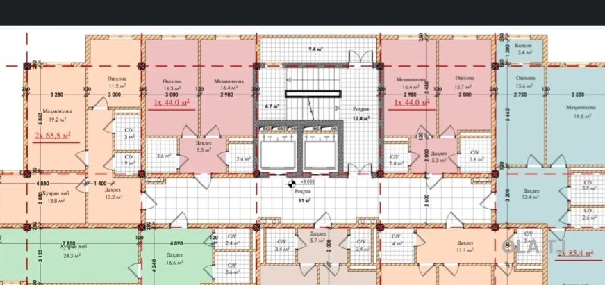 3 комнатная квартира, 9 этаж, 107 м²
