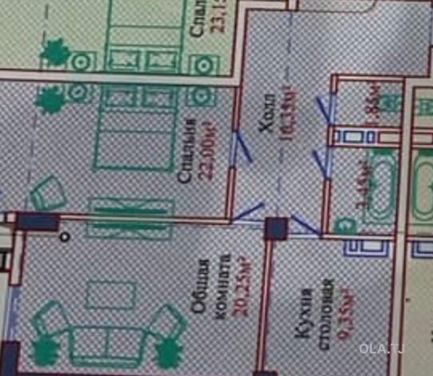 2 комнатная квартира, 10 этаж, 76 м²