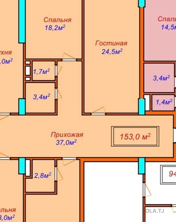 4 комнатная квартира, 10, 153 м²