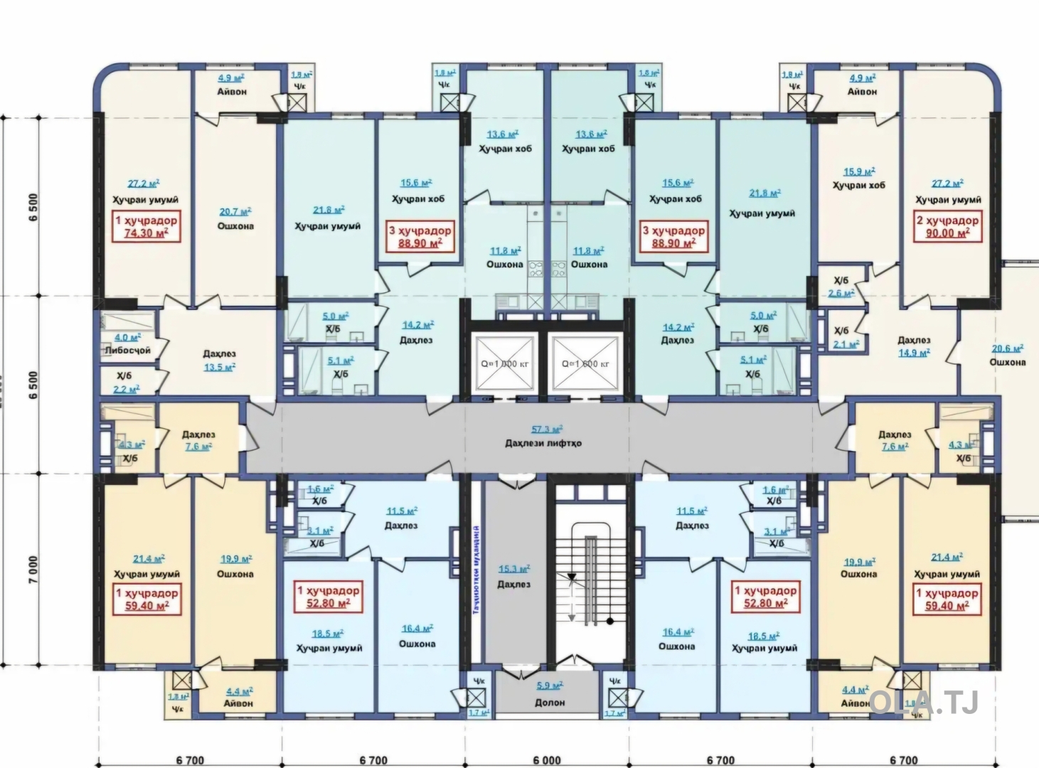 1 комнатная квартира, 11 этаж, 53 м²
