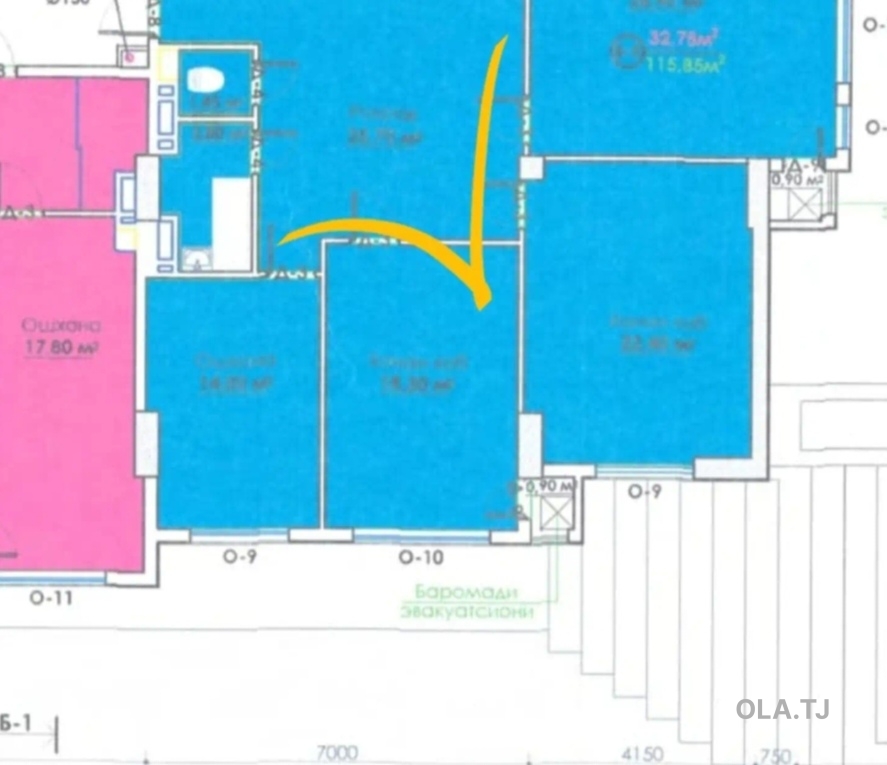 3 комнатная квартира, 14 этаж, 116 м²