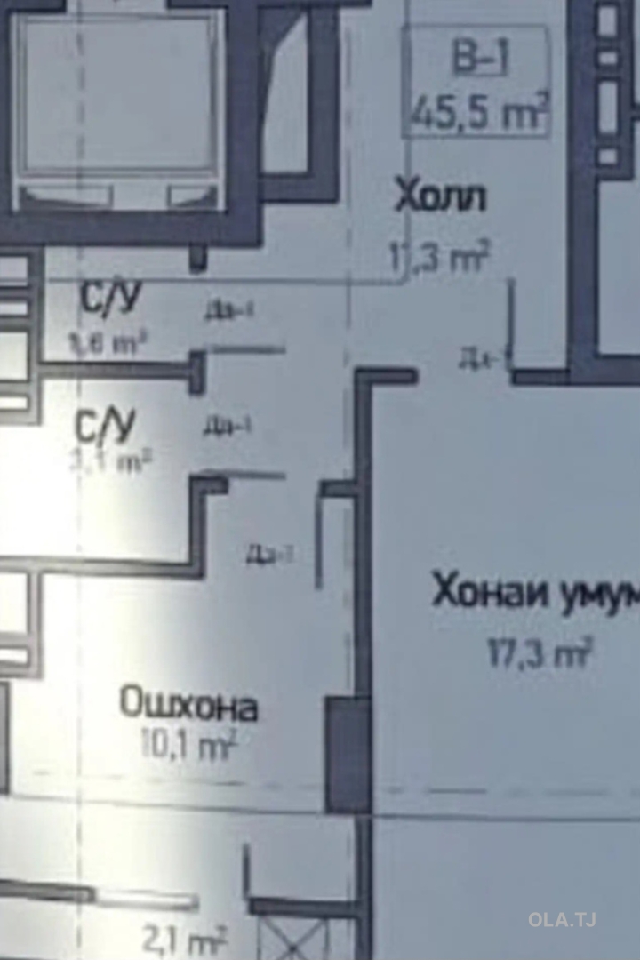1 комнатная квартира, 8 этаж, 45 м²