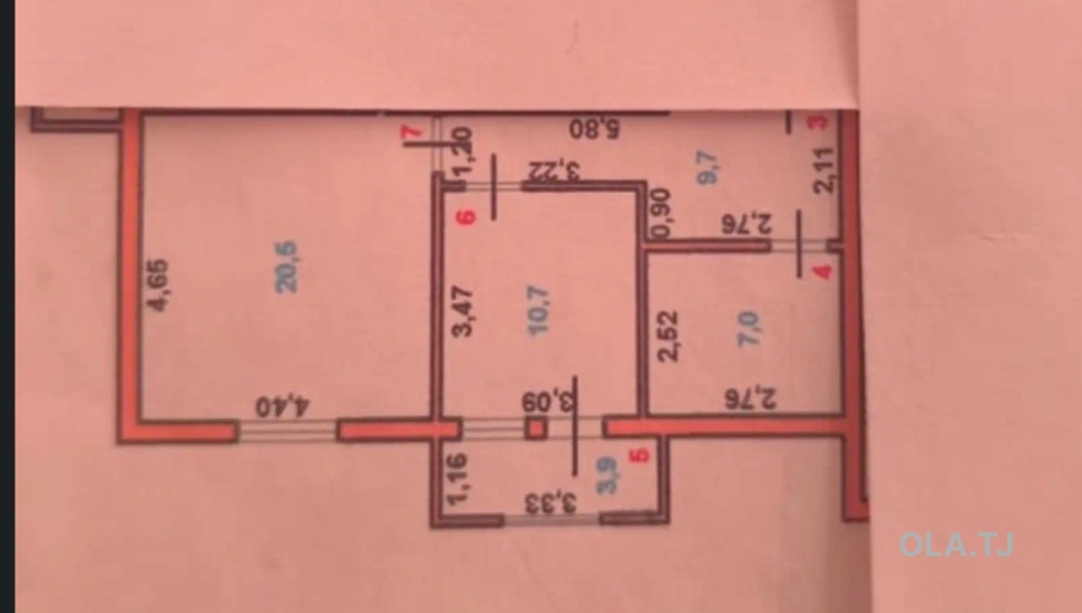 1 комнатная квартира, 7 этаж, 52 м²