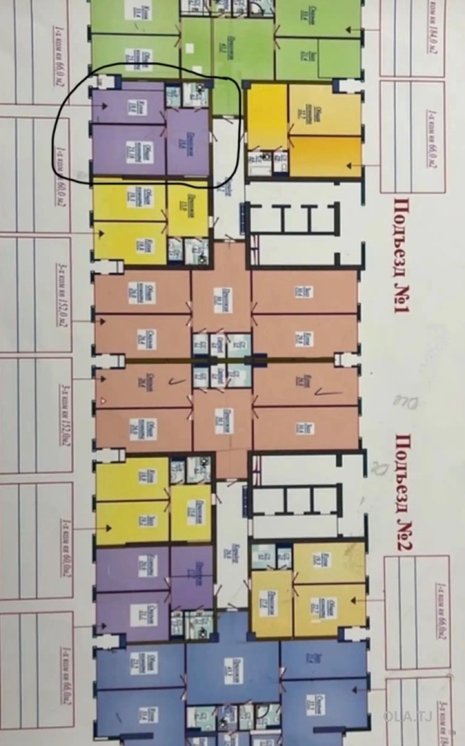 2 комнатная квартира, 18 этаж, 60 м²
