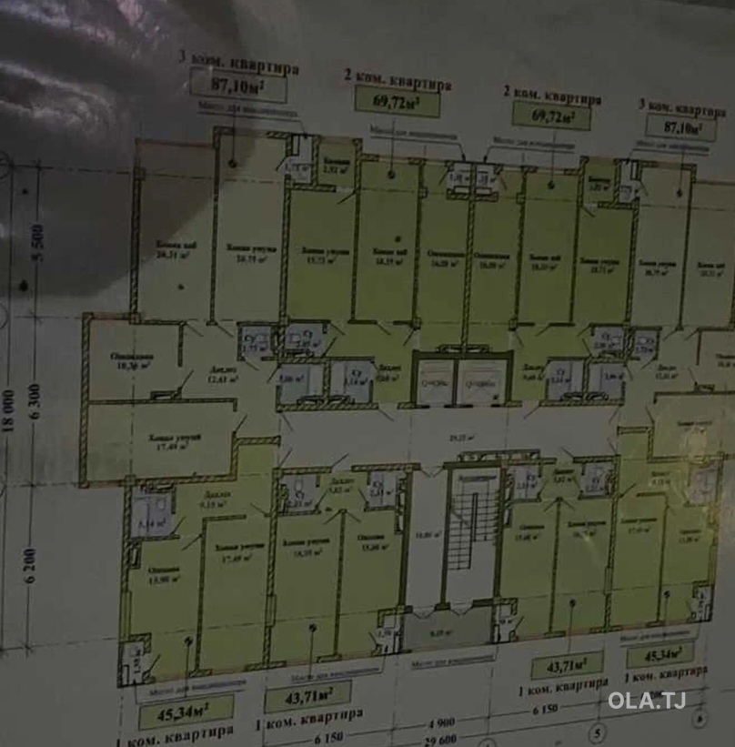 3 комнатная квартира, 6 этаж, 89 м²