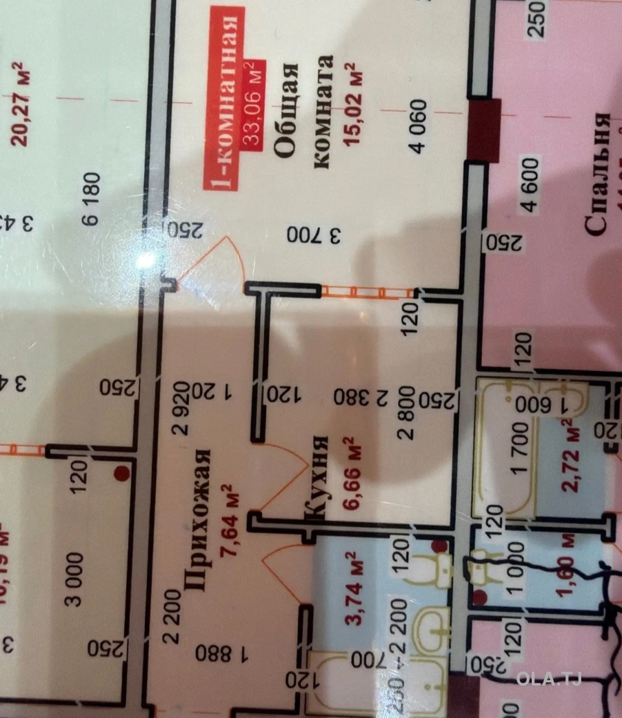 1 комнатная квартира, 9 этаж, 33 м²
