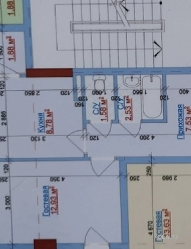 2 комнатная квартира, 8 этаж, 38 м²