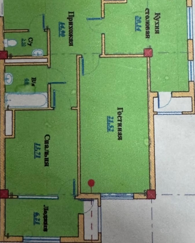 2 комнатная квартира, 13 этаж, 88 м²