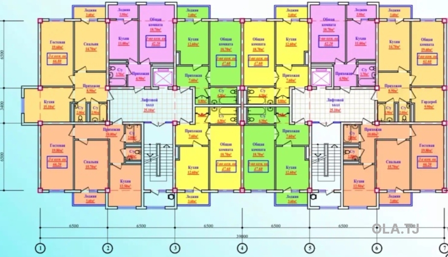 2 комнатная квартира, 4 этаж, 67 м²
