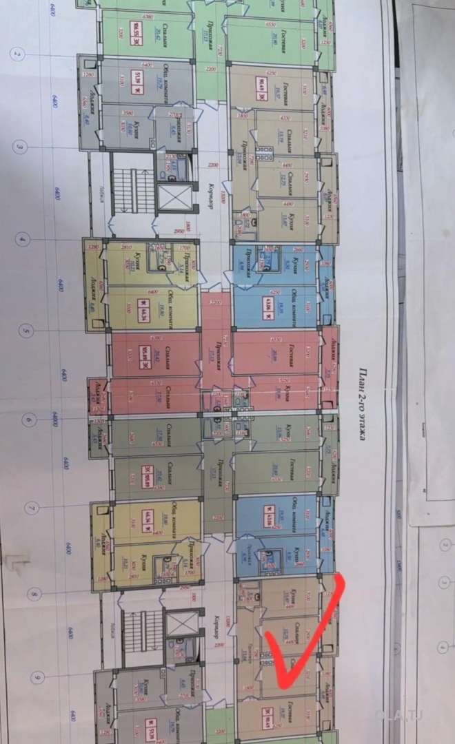 3 комнатная квартира, 8 этаж, 92 м²