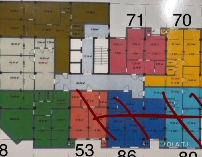 2 комнатная квартира, 8 этаж, 71 м²