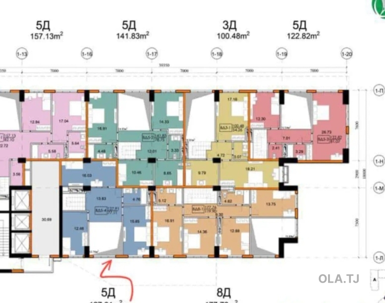 5 комнатная квартира, 3 этаж, 148 м²
