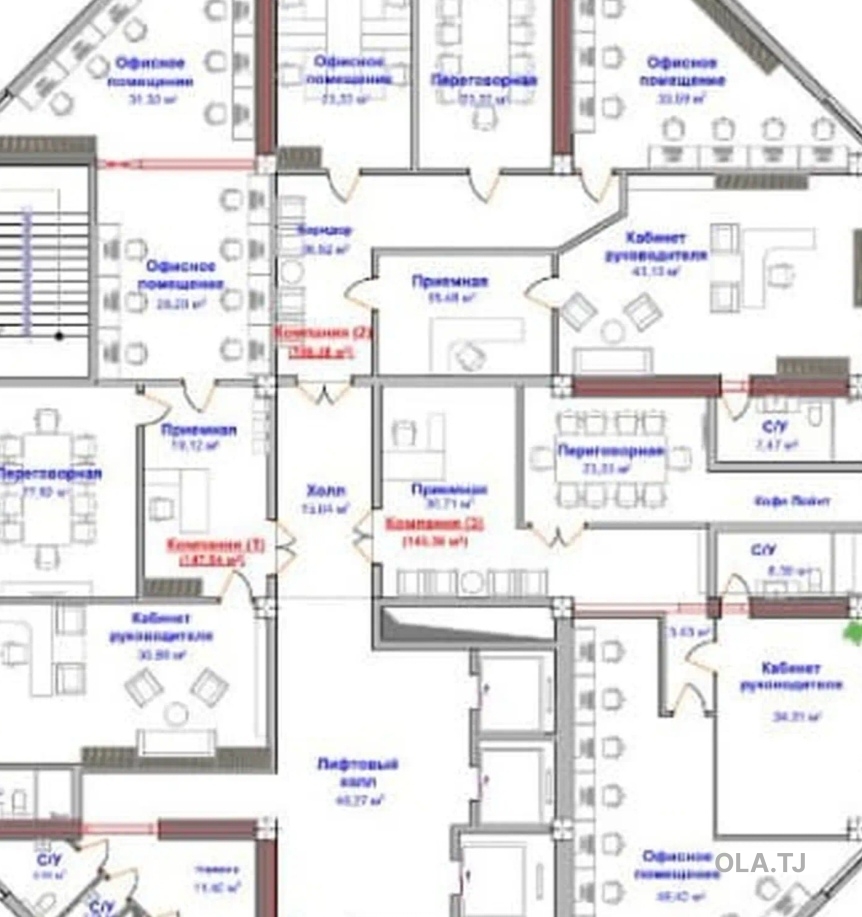 Офис в аренду, В жилом доме, 166 м²