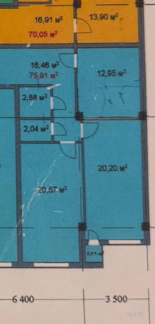1 комнатная квартира, 3 этаж, 76 м²