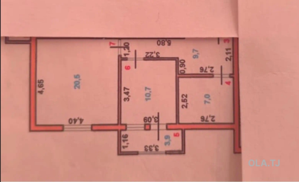 1 комнатная квартира, 7 этаж, 52 м²