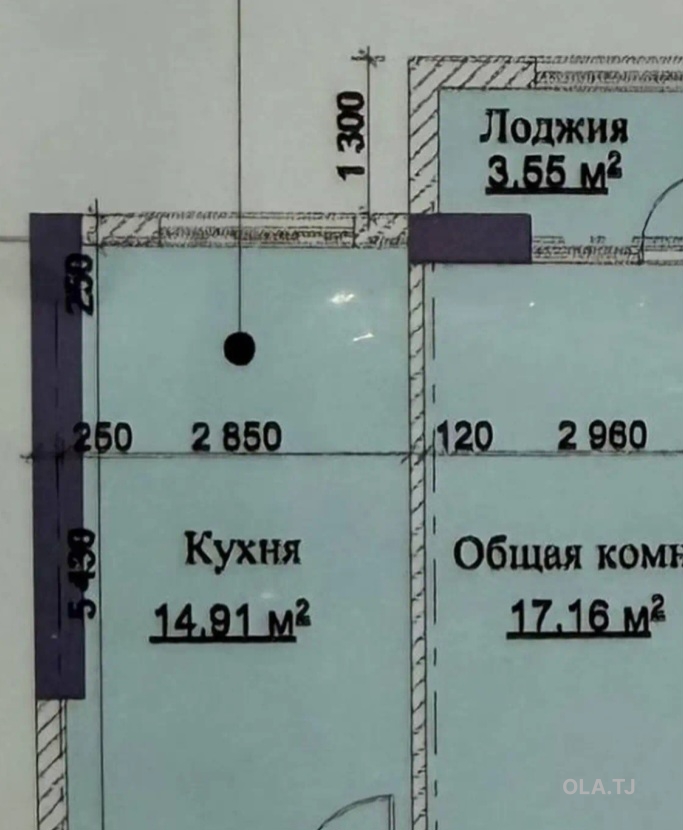 1 комнатная квартира, 8 этаж, 47 м²