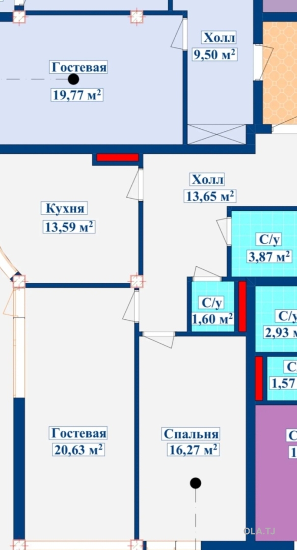 2 комнатная квартира, 11 этаж, 85 м²