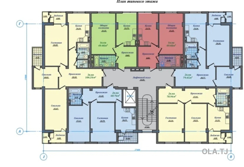 2 комнатная квартира, 9 этаж, 107 м²
