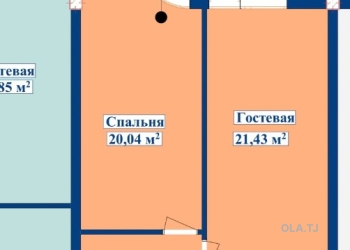 2 комнатная квартира, 3 этаж, 76 м²