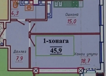 1 комнатная квартира, 21 этаж, 46 м²