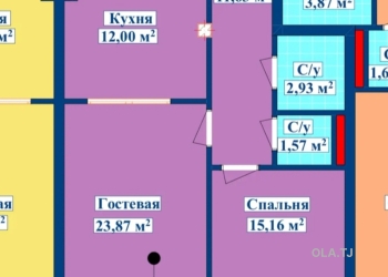 2 комнатная квартира, 14 этаж, 66 м²