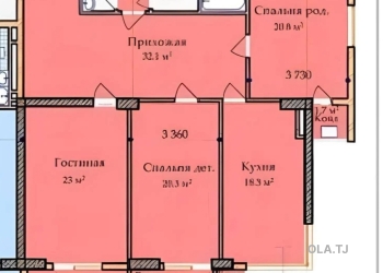3 комнатная квартира, 16 этаж, 139 м²