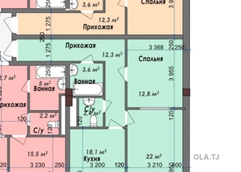 2 комнатная квартира, Цокольный этаж, 71 м²