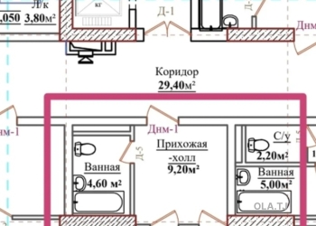 2 комнатная квартира, 5 этаж, 56 м²