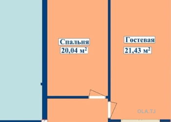 2 комнатная квартира, 13 этаж, 75 м²