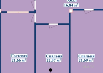 3 комнатная квартира, 11 этаж, 107 м²