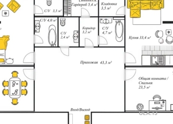 4 комнатная квартира, 5, 184 м²