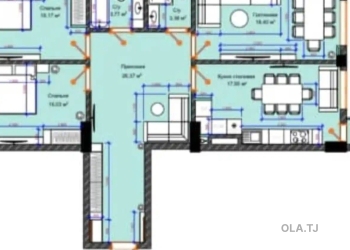 3 комнатная квартира, 7 этаж, 115 м²