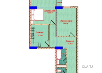 2 комнатная квартира, 12 этаж, 65 м²