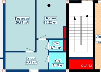 1 комнатная квартира, 6 этаж, 53 м²