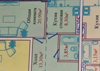 4 комнатная квартира, 6, 47 м²