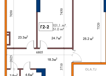 2 комнатная квартира, 11 этаж, 101 м²