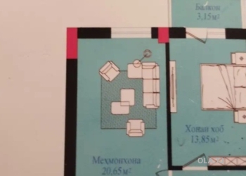 2 комнатная квартира, 10 этаж, 63 м²