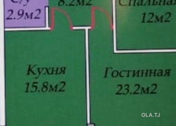 2 комнатная квартира, 7 этаж, 70 м²