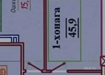 1 комнатная квартира, 8 этаж, 46 м²