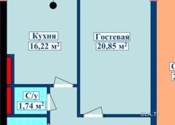 1 комнатная квартира, 8 этаж, 53 м²